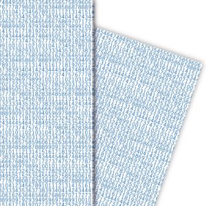 Kartenkaufrausch: Modernes Geschenkpapier mit Zahlenreihe aus unserer Einschulungs Papeterie in blau