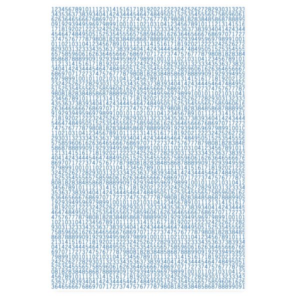 Modernes Geschenkpapier mit Zahlenreihe auch zur Einschulung, blau