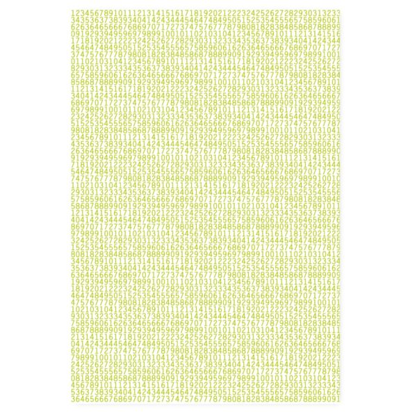 Modernes Geschenkpapier mit Zahlenreihe auch zur Einschulung, grün