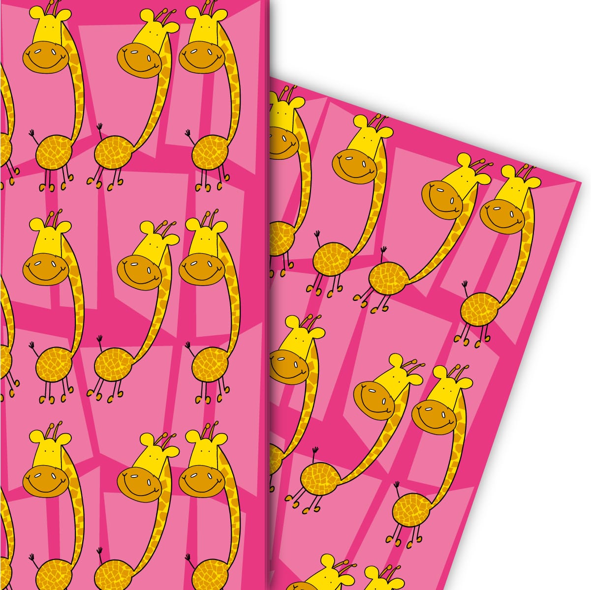 Kartenkaufrausch: Lustiges Geschenkpapier mit Giraffen aus unserer Kinder Papeterie in pink