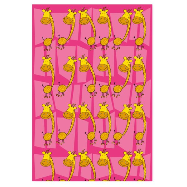 Lustiges Geschenkpapier mit Giraffen in pink