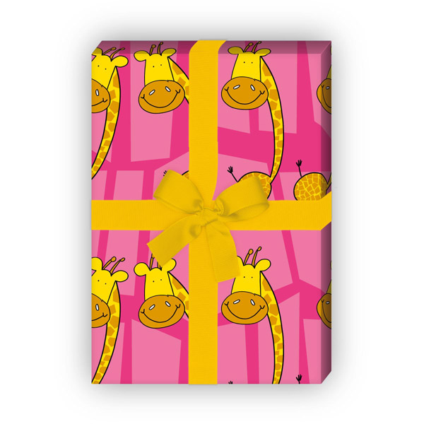 Kartenkaufrausch: Lustiges Geschenkpapier mit Giraffen aus unserer Kinder Papeterie in pink