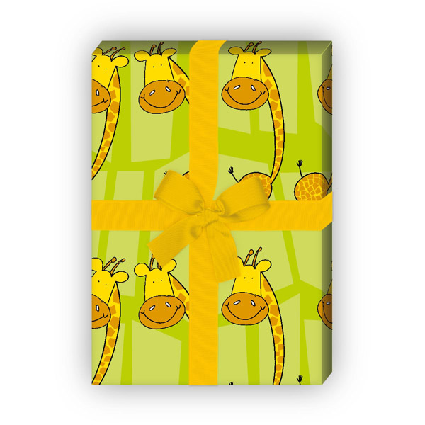 Kartenkaufrausch: Lustiges Geschenkpapier mit Giraffen aus unserer Kinder Papeterie in grün