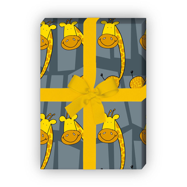 Kartenkaufrausch: Lustiges Geschenkpapier mit Giraffen aus unserer Kinder Papeterie in grau