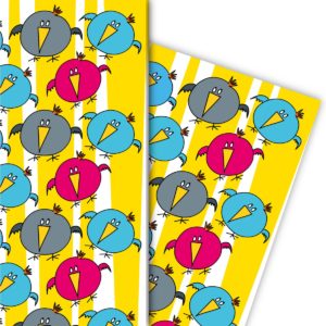 Kartenkaufrausch: Fröhliches Geschenkpapier mit lustigen aus unserer Kinder Papeterie in gelb