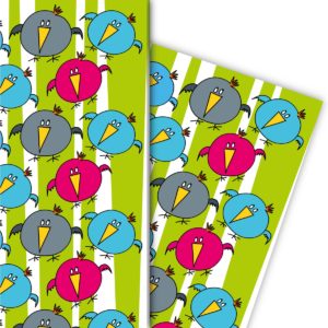 Kartenkaufrausch: Fröhliches Geschenkpapier mit lustigen aus unserer Kinder Papeterie in grün