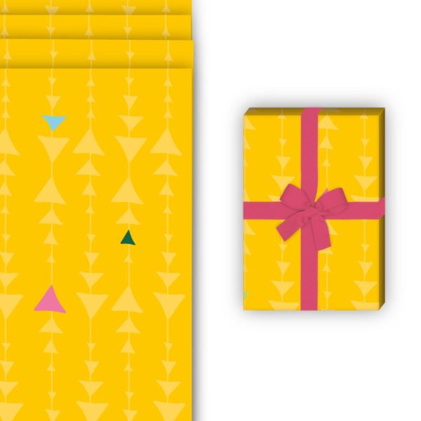 Designer Geschenkverpackung: Modernes Geschenkpapier mit grafischen von Kartenkaufrausch in gelb