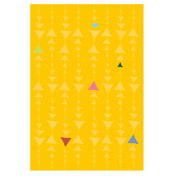 Modernes Geschenkpapier mit grafischen Pfeilen in gelb