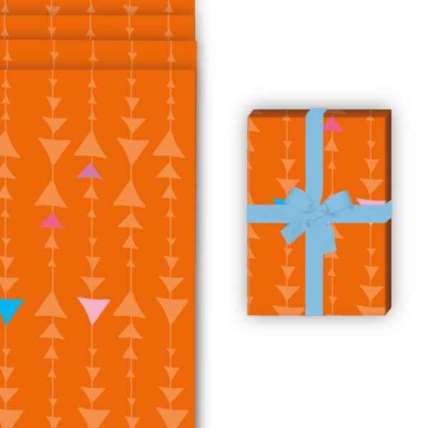 Designer Geschenkverpackung: Modernes Geschenkpapier mit grafischen von Kartenkaufrausch in orange