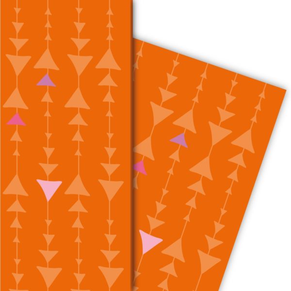 Kartenkaufrausch: Modernes Geschenkpapier mit grafischen aus unserer Designer Papeterie in orange