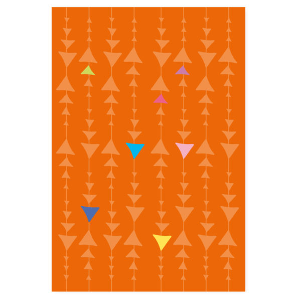 Modernes Geschenkpapier mit grafischen Pfeilen in orange