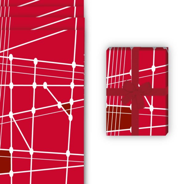 Designer Geschenkverpackung: Designer Geschenkpapier mit moderner von Kartenkaufrausch in rot