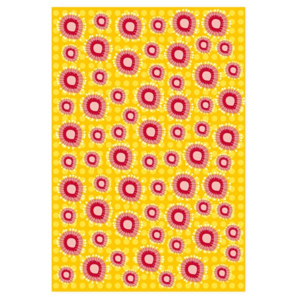 Designer Geschenkpapier mit modernen Blumen in gelb