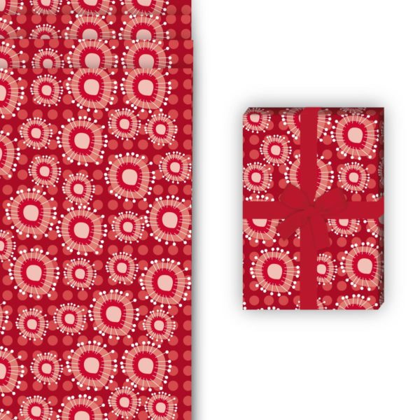florale Geschenkverpackung: Designer Geschenkpapier mit modernen von Kartenkaufrausch in rot