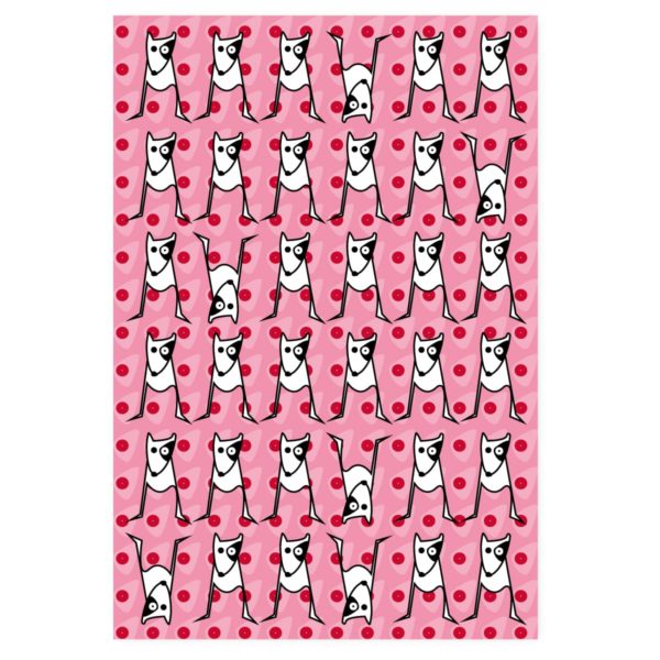 Designer Geschenkpapier mit lustigen Hunden in rosa