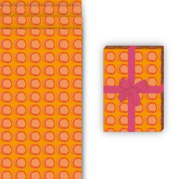 Designer Geschenkverpackung: Modernes Geschenkpapier mit Kringeln von Kartenkaufrausch in orange