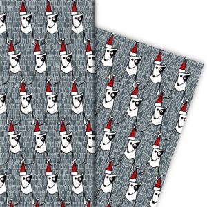 Kartenkaufrausch: Weihnachts Geschenkpapier mit Hündchen aus unserer Weihnachts Papeterie in grau