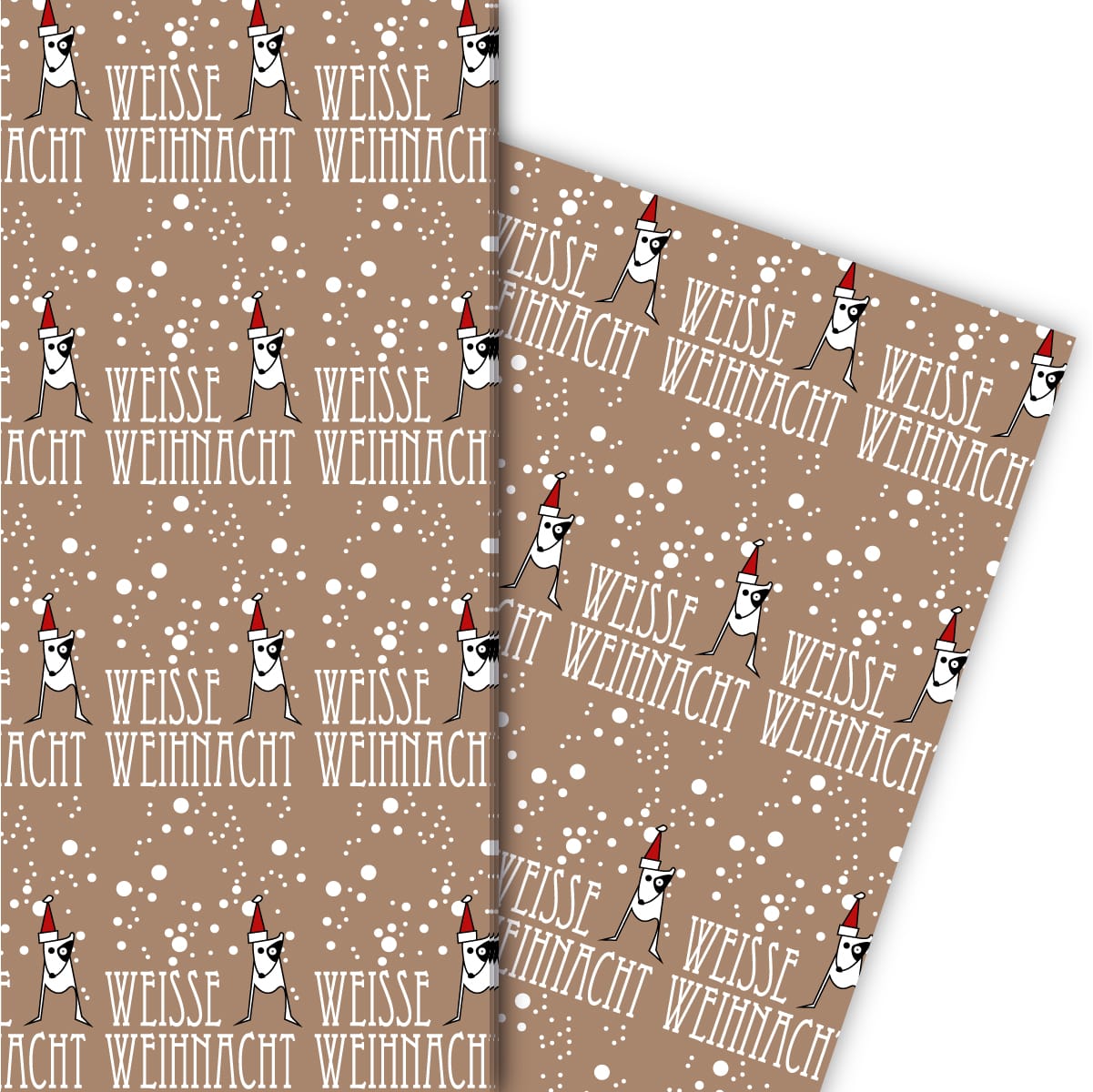 Kartenkaufrausch: Weihnachts Geschenkpapier mit Hündchen aus unserer Weihnachts Papeterie in braun