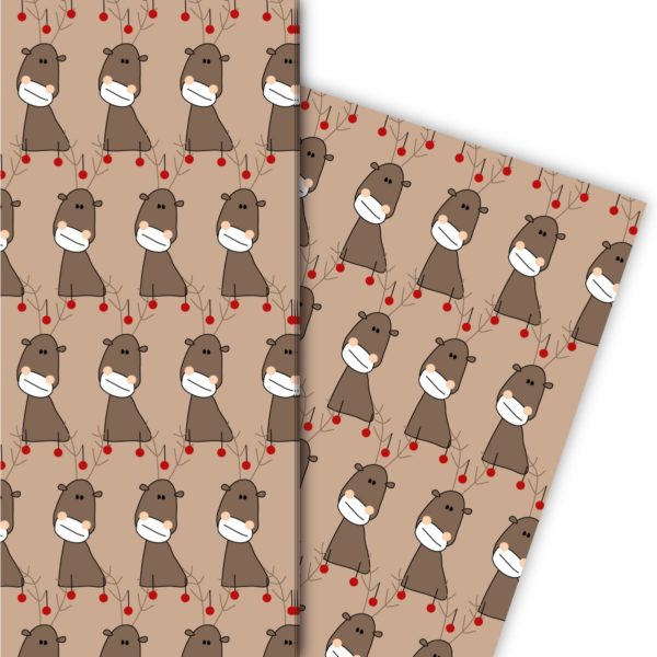 Kartenkaufrausch: Weihnachts Geschenkpapier mit komischem aus unserer Weihnachts Papeterie in braun
