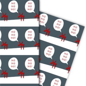 Kartenkaufrausch: Fröhliches Weihnachts Geschenkpapier mit aus unserer Weihnachts Papeterie in grau