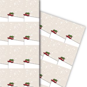 Kartenkaufrausch: Lustiges Geschenkpapier mit Weihnachts aus unserer Weihnachts Papeterie in beige