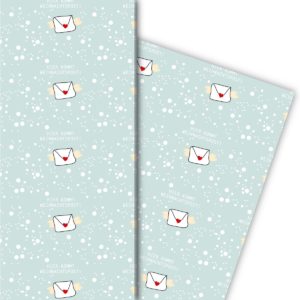Kartenkaufrausch: Nettes Geschenkpapier mit Herz aus unserer Weihnachts Papeterie in hellblau