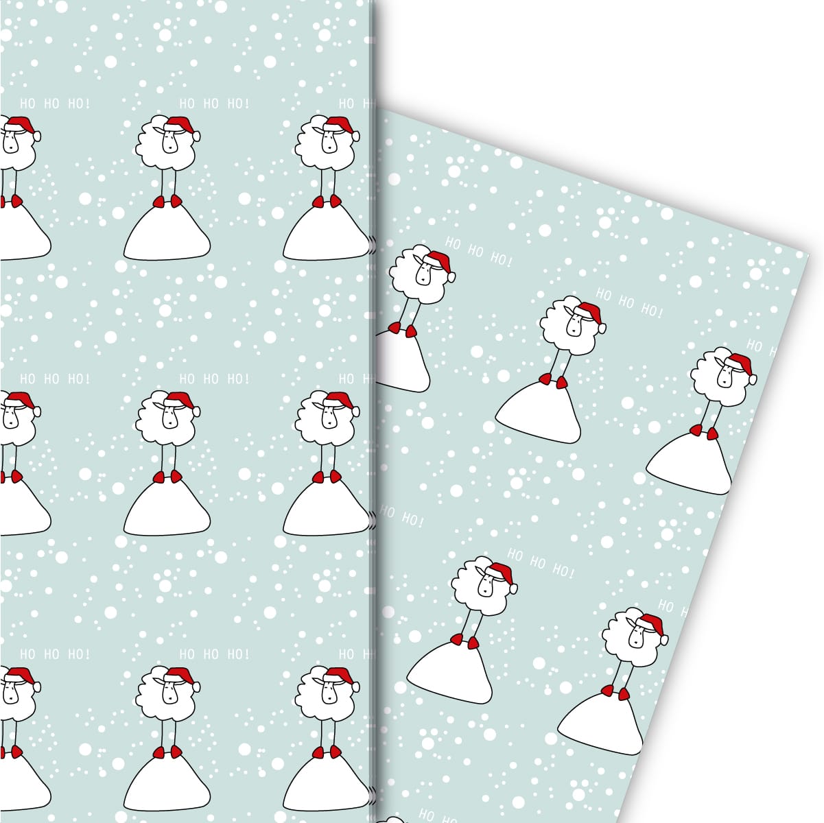 Kartenkaufrausch: Lustiges Geschenkpapier mit Weihnachts aus unserer Weihnachts Papeterie in hellblau