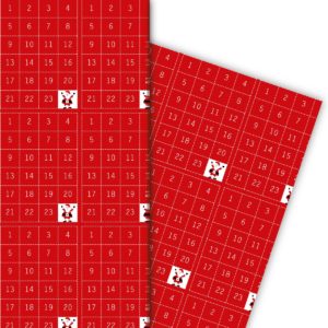 Kartenkaufrausch: Designer Geschenkpapier mit 24 aus unserer Weihnachts Papeterie in rot