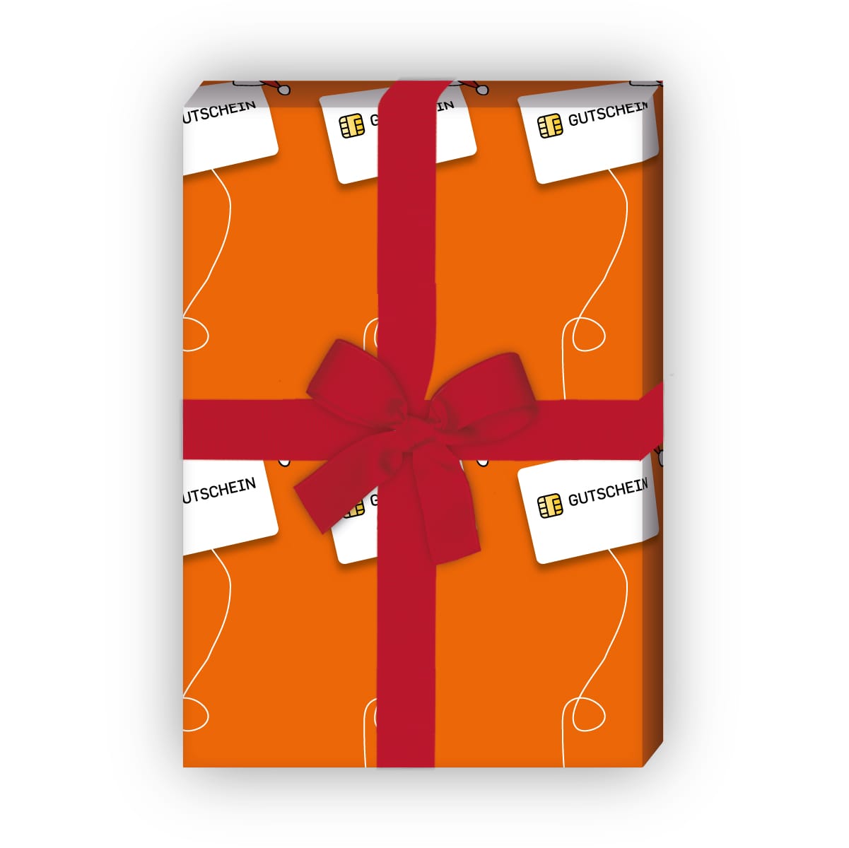 Kartenkaufrausch: Nettes Gutschein Geschenkpapier für aus unserer Weihnachts Papeterie in orange