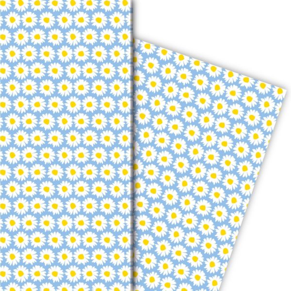 Kartenkaufrausch: Fröhliches Margheriten Geschenkpapier mit aus unserer florale Papeterie in hellblau