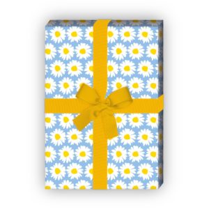 Kartenkaufrausch: Fröhliches Margheriten Geschenkpapier mit aus unserer florale Papeterie in hellblau