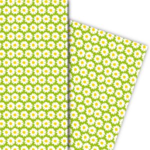 Kartenkaufrausch: Fröhliches Margheriten Geschenkpapier mit aus unserer florale Papeterie in grün