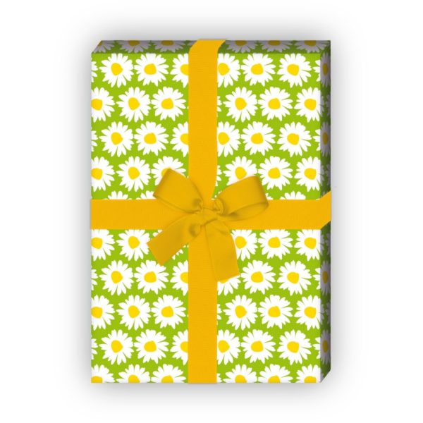 Kartenkaufrausch: Fröhliches Margheriten Geschenkpapier mit aus unserer florale Papeterie in grün