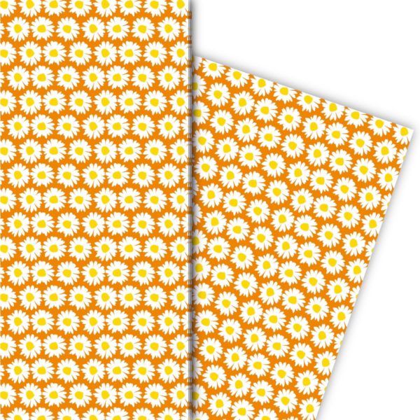 Kartenkaufrausch: Fröhliches Margheriten Geschenkpapier mit aus unserer florale Papeterie in orange