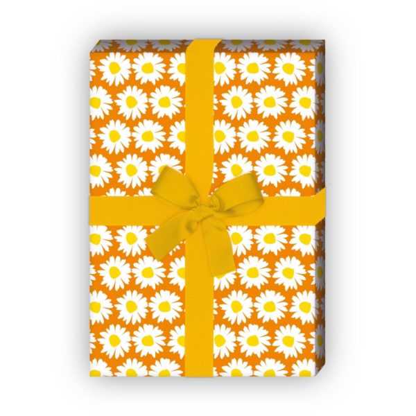 Kartenkaufrausch: Fröhliches Margheriten Geschenkpapier mit aus unserer florale Papeterie in orange