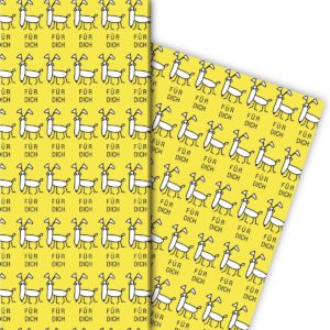 Kartenkaufrausch: Lustiges Hunde Geschenkpapier, gelb: aus unserer Tier Papeterie in gelb
