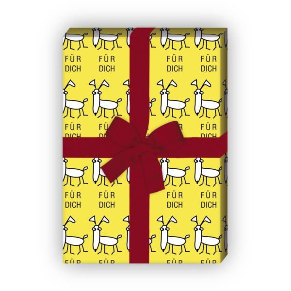 Kartenkaufrausch: Lustiges Hunde Geschenkpapier, gelb: aus unserer Tier Papeterie in gelb