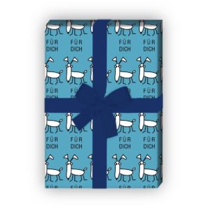 Kartenkaufrausch: Lustiges Hunde Geschenkpapier, blau: aus unserer Tier Papeterie in blau