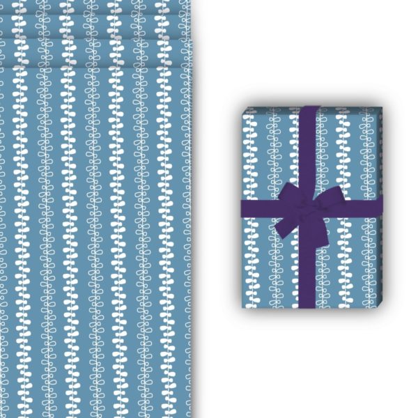 Designer Geschenkverpackung: Modernes Streifen Geschenkpapier mit von Kartenkaufrausch in blau