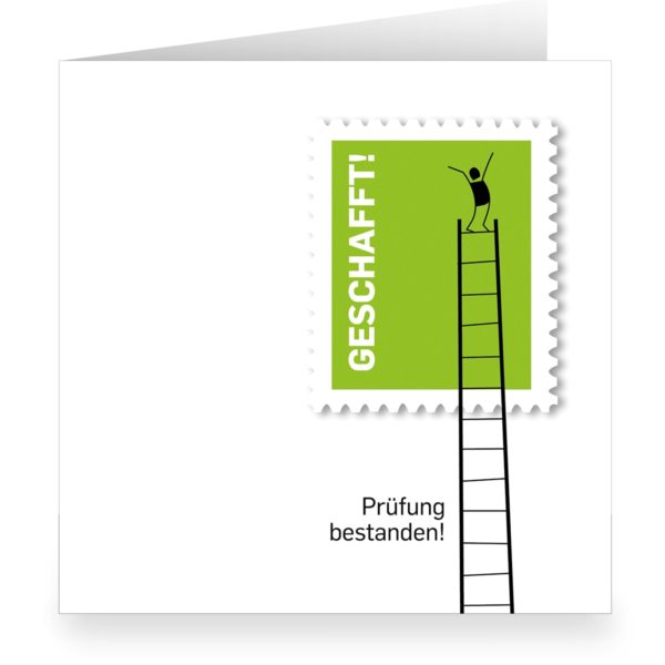 Kartenkaufrausch: Fröhliche Examens Glückwunschkarte aus unserer Examen Papeterie in weiß