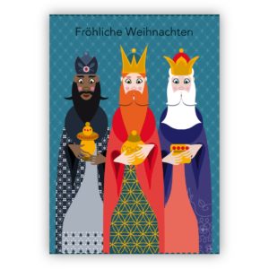 Wunderschöne Weihnachtskarte mit heiligen drei Königen: Fröhliche Weihnachten