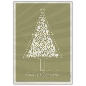 Feine Weihnachtskarte mit wunderschönem grafischen Weihnachtsbaum: Frohe Weihnachten