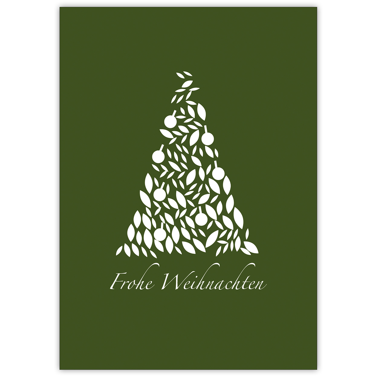 Elegante Weihnachtskarte in grün mit wunderschönem, grafischen Weihnachtsbaum: Frohe Weihnachten
