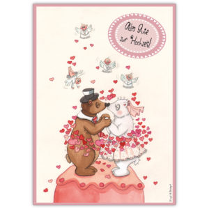 Süße Hochzeitskarte mit küssenden Hochzeitsbären: Alles Gute zur Hochzeit!