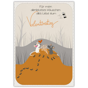 Romantische Liebeskarte: Für mein allerliebstes Mäuschen alles Liebe zum Valentinstag