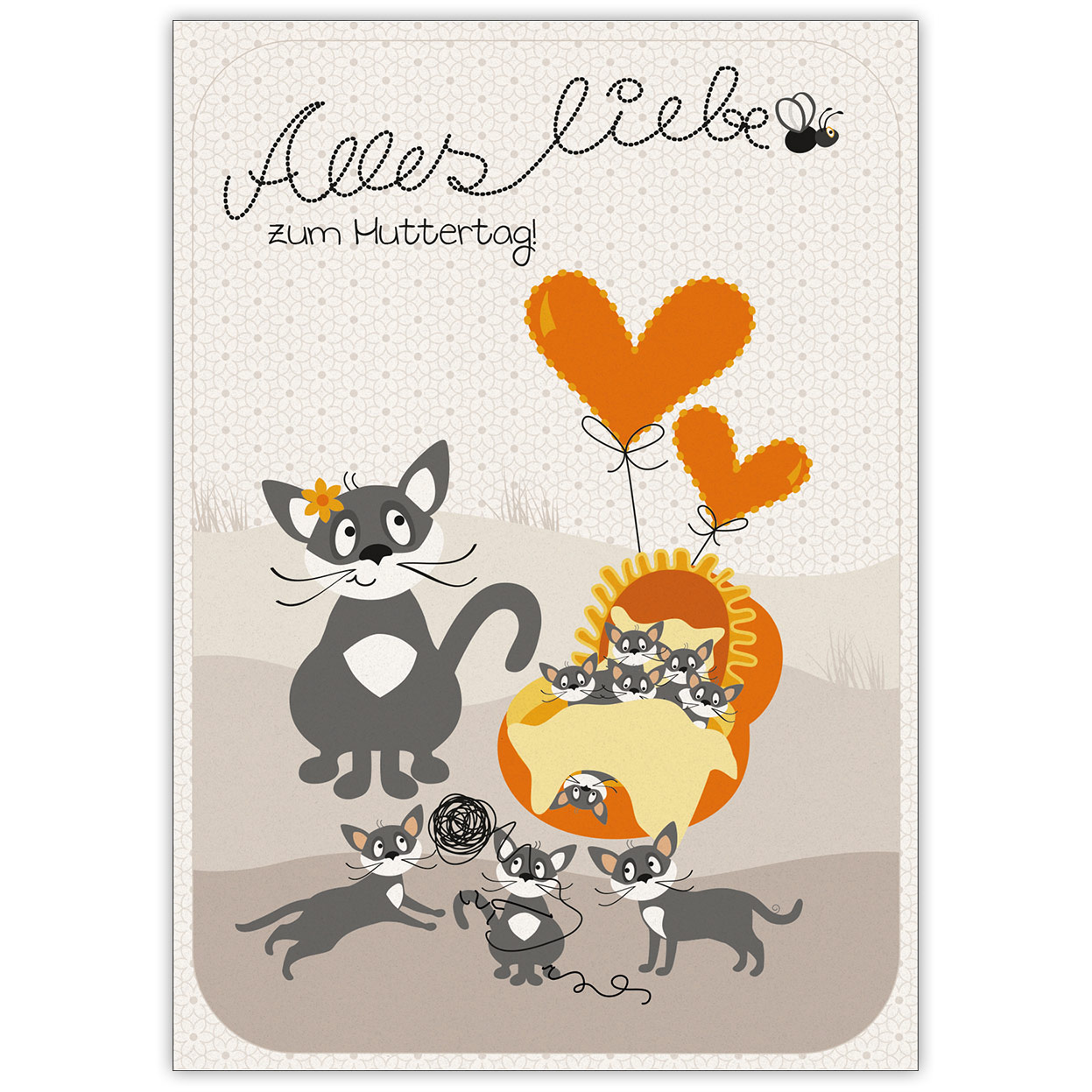 Süße illustrierte Katzen gratulieren: Alles liebe zum Muttertag!