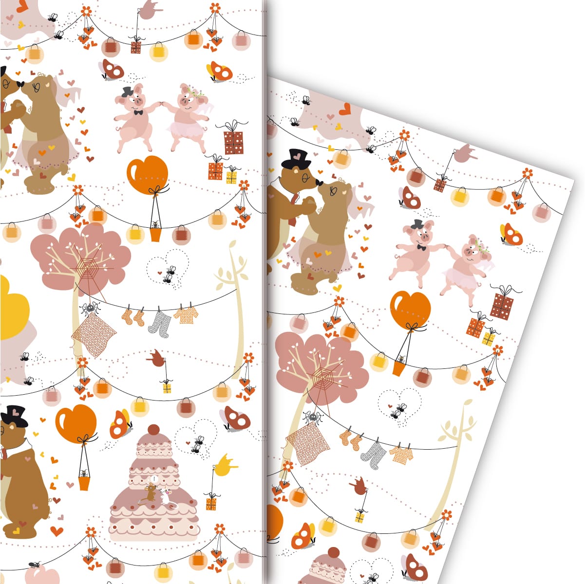 Kartenkaufrausch: Hochzeits Geschenkpapier mit Brautpaar aus unserer Hochzeits Papeterie in multicolor