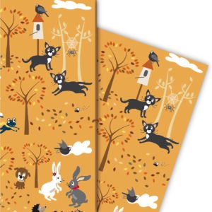 Kartenkaufrausch: Geburtstags Geschenkpapier mit Katze, aus unserer Geburtstags Papeterie in multicolor