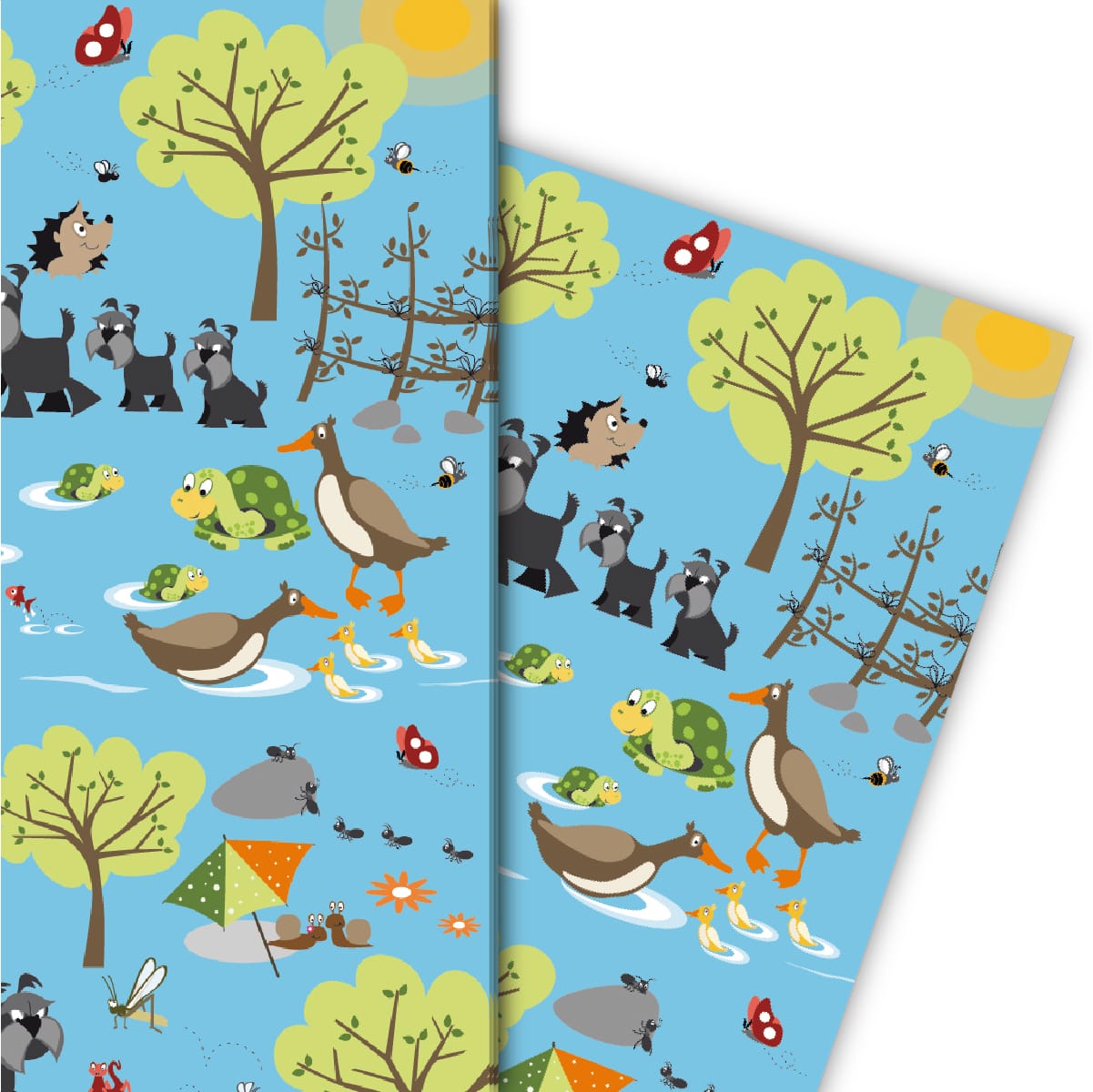 Kartenkaufrausch: Kinder Geschenkpapier mit lustigen aus unserer Kinder Papeterie in multicolor