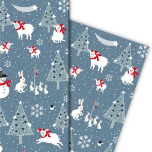 Kartenkaufrausch: Streifen Geschenkpapier mit Tieren aus unserer Weihnachts Papeterie in multicolor